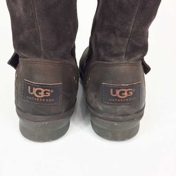 UGG Australia Thomsen Brown Suede Leather Boots 6 - Picture 7 of 8